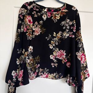 Vince Camuto Black Floral Blouse
